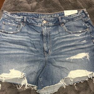American Eagle Outfitters Women's Blue Denim Shorts NWT size 18 mom shorts